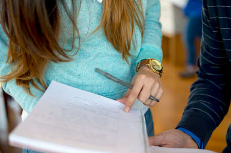 Woman holding notebook