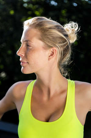 Close up of young woman in crop top