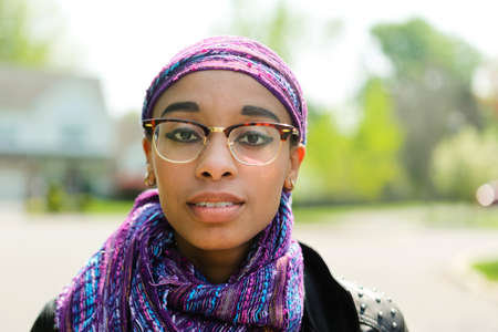 Young woman wearing headscarf