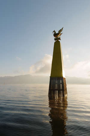 Symbolic water channel marker, Nyaung Shwe, Inle Lake, Burmaの写真素材
