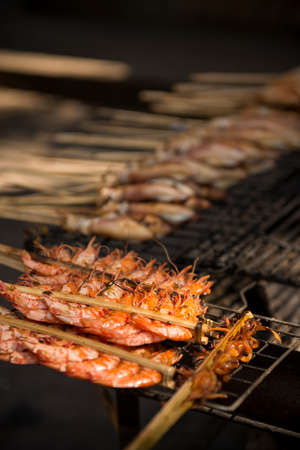 BBQ Stalls at Crab Market, Kep, Kep Province, Cambodia, Indochina, Asiaの写真素材