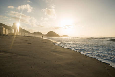 Copacabana beach at dawn, Rio De Janeiro, Brazilの写真素材