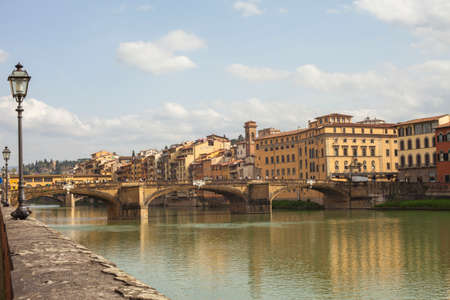 View of the River Arno, Florence, Italyの写真素材