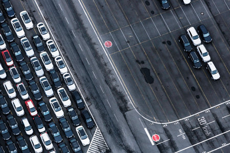 Bremerhaven Car Terminal half-full, Bremen, Germanyの写真素材