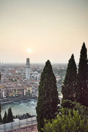 Elevated view of Verona, Italyの写真素材