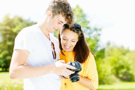 Couple looking at cameraの写真素材