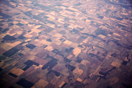 Aerial view over fieldsの写真素材