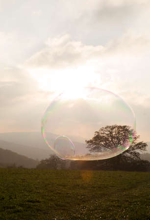 Big bubble floating in mid air
