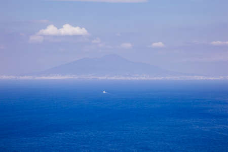Distant view of Naples and Mount Vesuvius Capri, Italy