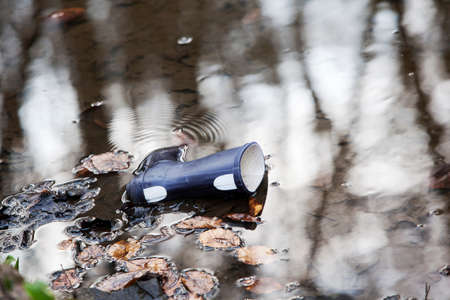 Lone Wellington boot in waterの写真素材