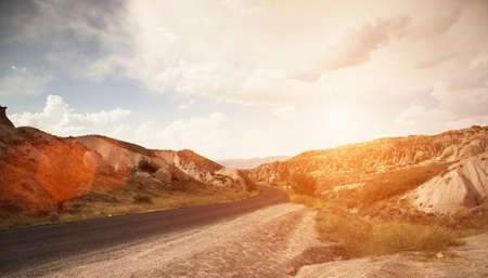 Empty dirt road in  Cappadocia, Anatolia,Turkeyの写真素材
