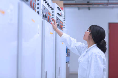 Scientist in control room