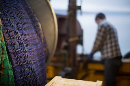 Fisherman preparing trawler