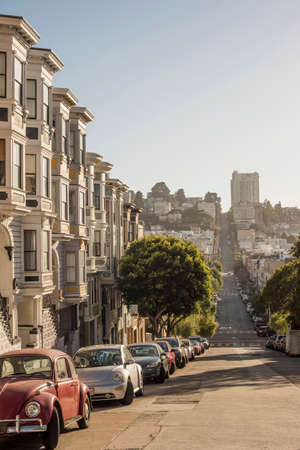 Hilly street, San Francisco, USAの写真素材