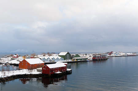 Houses on waterfront, Svolvaer, Lofoten Islands, Norway