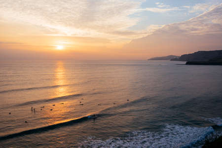 Sunset at Kimmeridge bay, Dorset, UKの写真素材