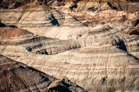 High angle view of striped rolling landscape, Valle de la Luna, San Juan Province, Argentina