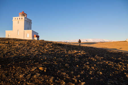 Lighthouse, Dyrholaey Nature Reserve, Dyrholaey, a peninsula on the south coast of Iceland