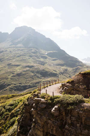 Elevated view of road on mountainside, Partenen, Vorarlberg, Austria