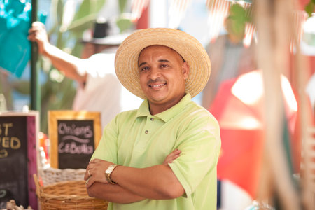 Happy market traderの写真素材