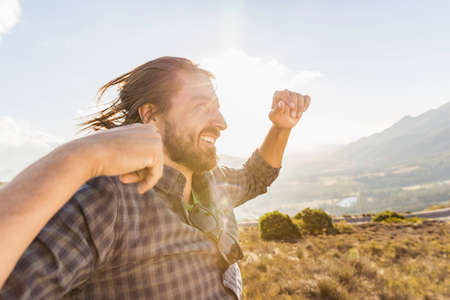 Man enjoying sunny day, Franschhoek, South Africa