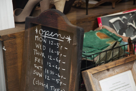 Handwritten signage in vintage shop
