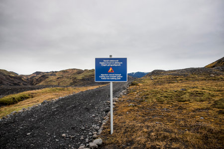 Warning sign on road to Solheimajokull glacier, Iceland