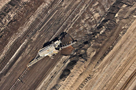 Brown coal mining, aerial view, Lausitz, Brandenburg, Germany