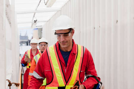 Engineers working on oil rig