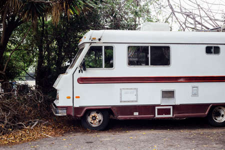 Parked camper van, Ventura, California, USAの写真素材