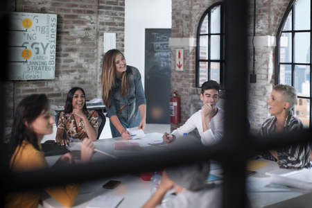 Colleagues in brainstorming meetingの写真素材