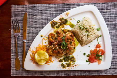 Light seafood dishの写真素材