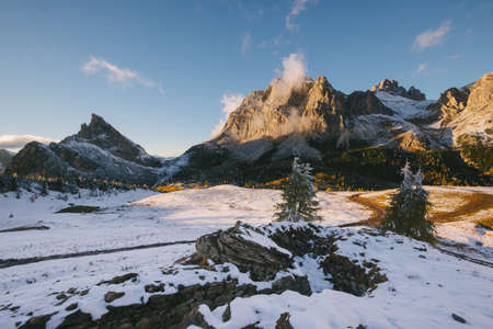 Limides Lake, South Tyrol, Dolomite Alps, Italyの写真素材