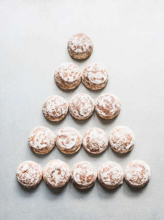 Overhead view of fresh scones in triangle shape