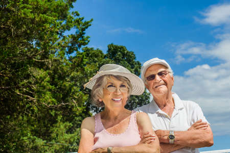 Happy senior couple on vacation in sun