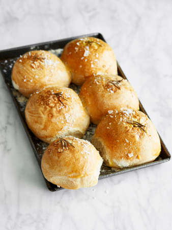Rolls on baking trayの写真素材