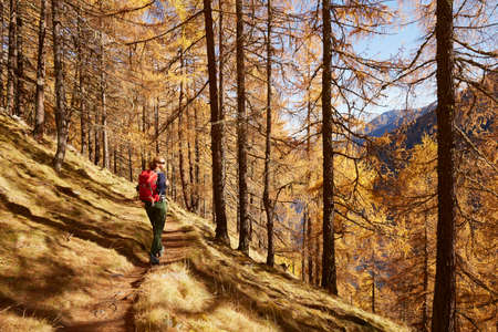 Woman looking at view, Schnalstal, South Tyrol, Italy