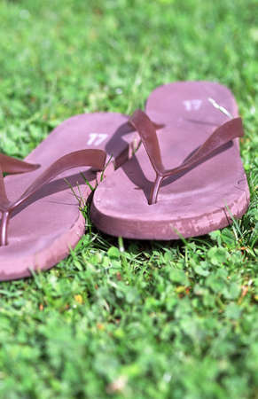 Pink flip-flop rubber sandals.の写真素材