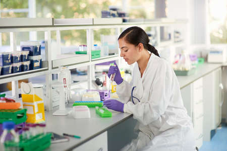 Scientist in laboratory doing experimentの写真素材