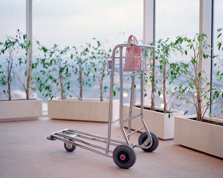 Handbag on luggage trolley