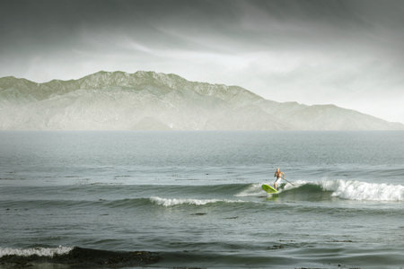 Man surfing, Santa Cruz, California, USAのeditorial素材