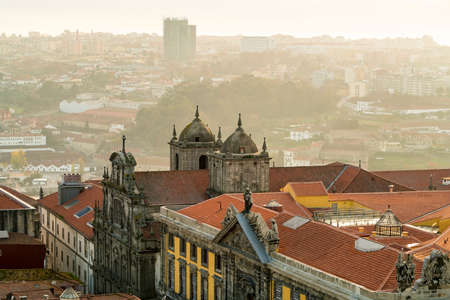 Portugal, Porto, Aerial view of old town buildings