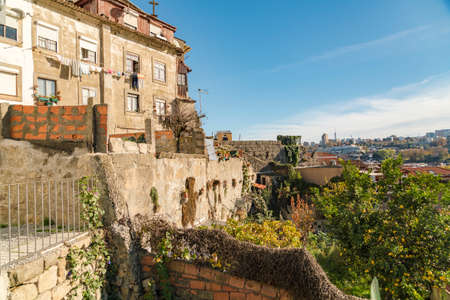 Portugal, Porto, Old stone walls and buildingsの写真素材