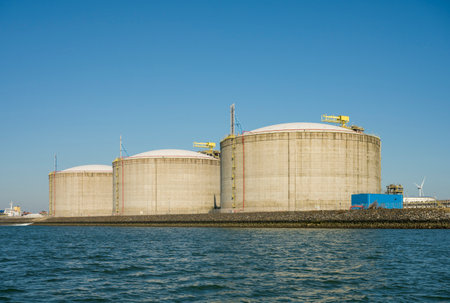 Storage tanks at GATE LNG terminal / Rotterdam, Netherlandsの写真素材