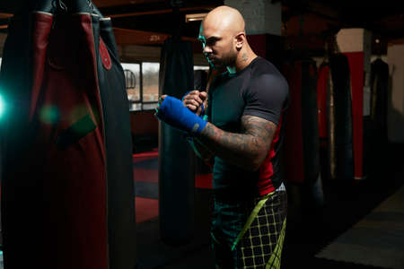 Boxer practicing in gym