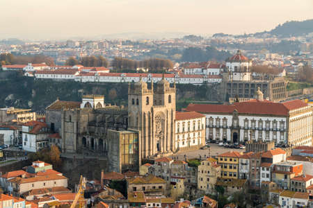 Portugal, Porto, Aerial view of cathedral andÃMonastery of Serra do Pilarのeditorial素材