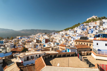 Morocco, Chefchaouen, Traditional housesのeditorial素材