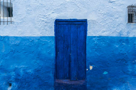 Morocco, Chefchaouen, Door of traditional blue houseのeditorial素材