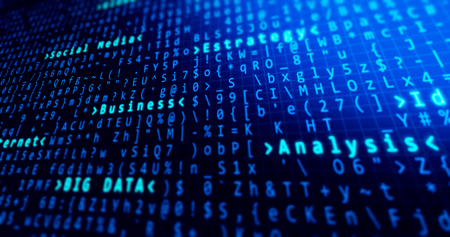 Big data and business, analysis, background blue with data and concepts tech