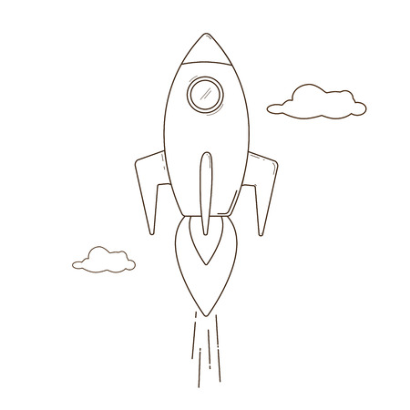 Rocket ship. concept of business launch start Up,  business idea, illustration line rocket.のイラスト素材